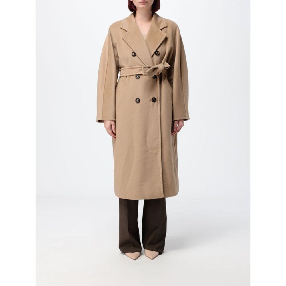 Max Mara Women Madame Double-Breasted Long Wool Coat Max Mara With Belt